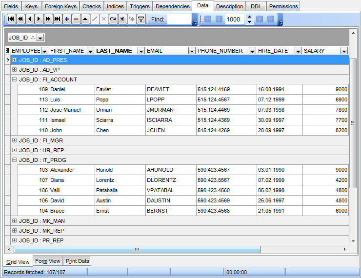 Data View - Grid View - Grouping data