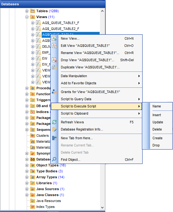 DB Explorer - Operations with database objects
