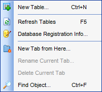 DB Explorer - Using tabs - New tab