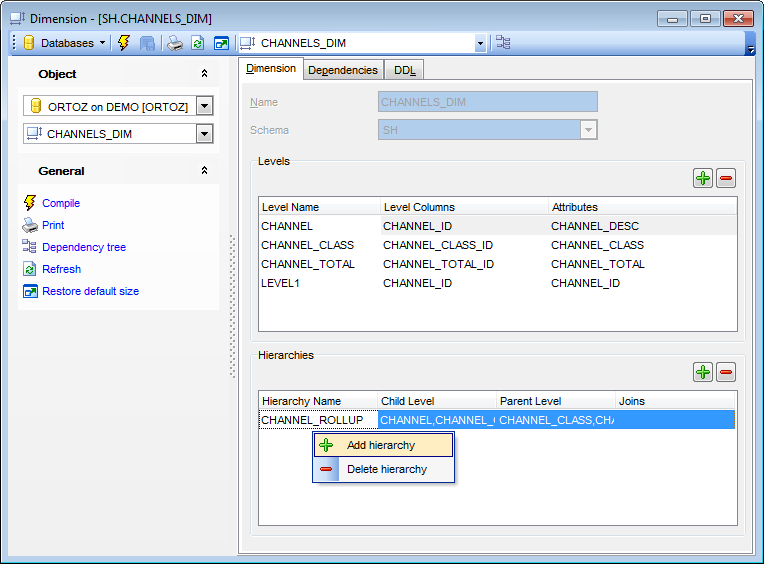 Dimension Editor - Editing Dimension definition