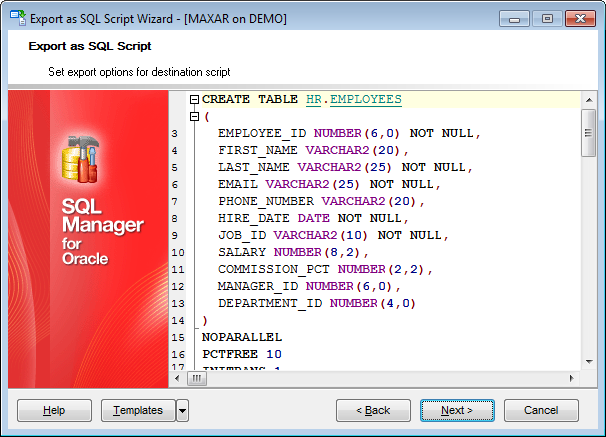 Export as SQL Script - Editing table definition