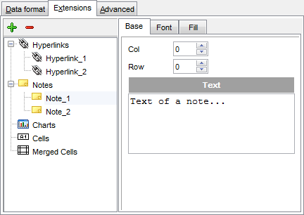 Export Data - Format-specific options - Excel - Extensions - Notes - Base