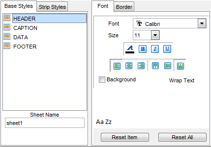 Export Data - Format-specific options - Excel 2007 - Base Styles