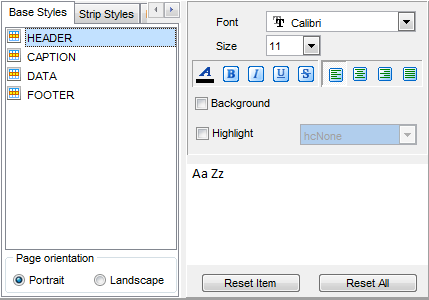 Export Data - Format-specific options - Word 2007 - Base Styles