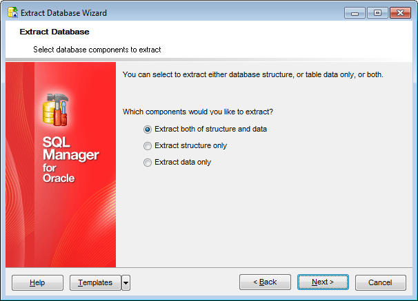 Extract Database - Setting extraction mode