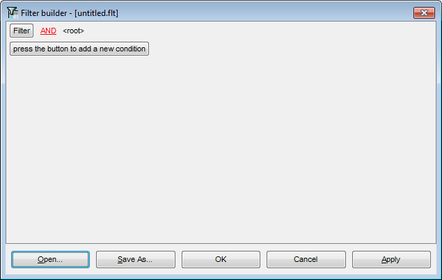 Filter Builder dialog - Adding a new condition