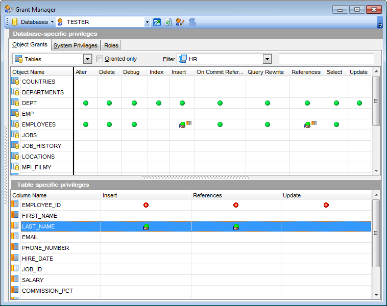 Grant Manager - Managing column permissions