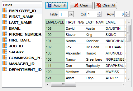 Import Data - Setting fields correspondence - HTML