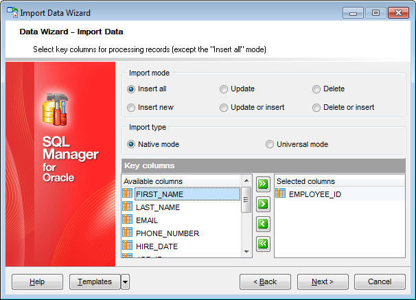 Import Data - Setting import mode