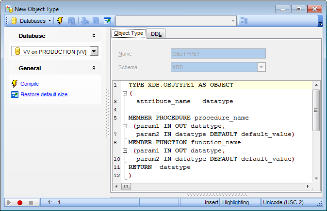 Object Type Editor - Editing Object Type definition
