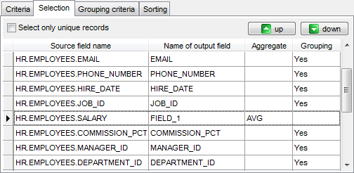 Query Builder - Setting output fields