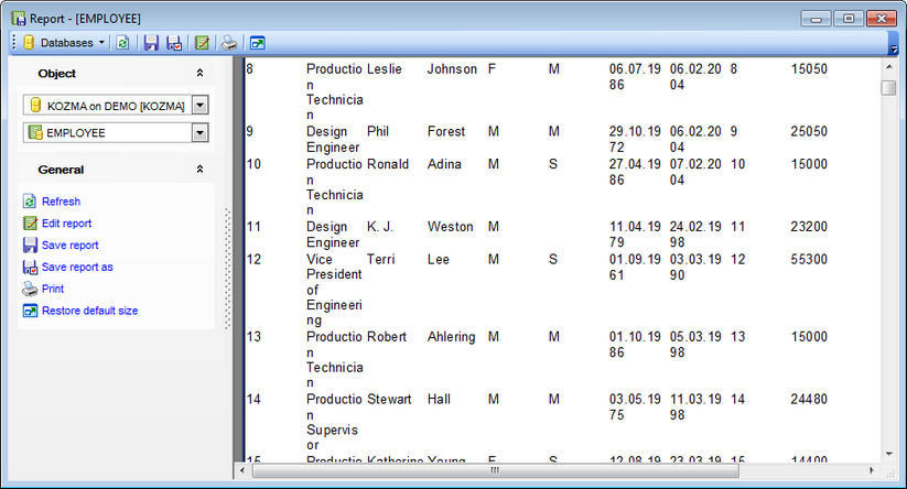 Report Editor - Viewing Report