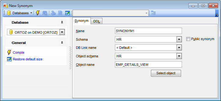 Synonym Editor - Editing synonym definition