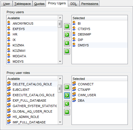 User Editor - Proxy Users