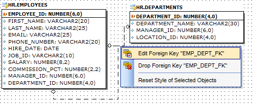 VDBD - Creating relations - Context menu