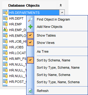 VDBD - Database Objects pane