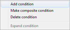 Visual Query Builder - Condition menu