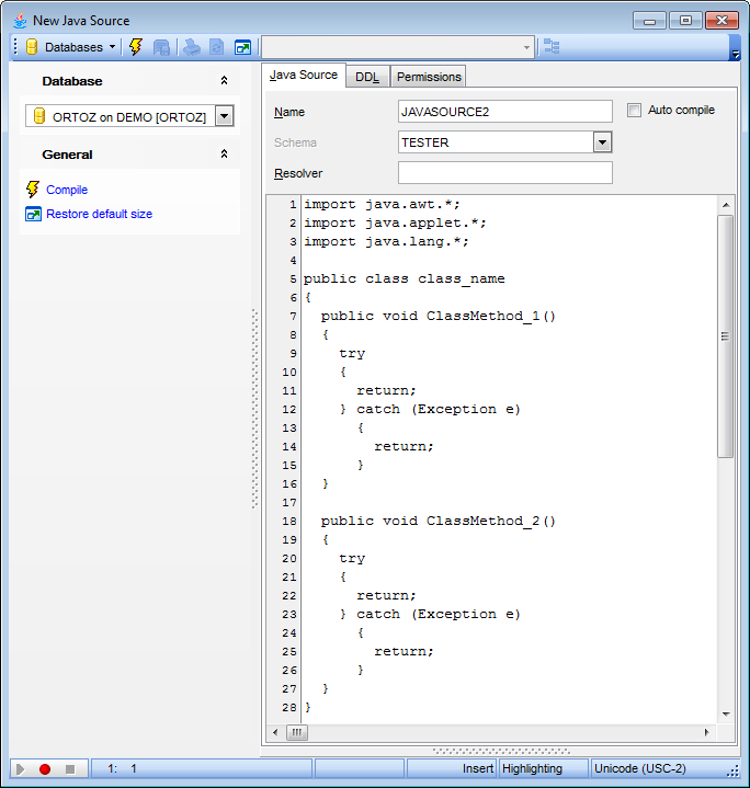 Java Source Editor - Editing Java Source definition