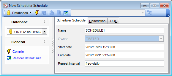 Scheduler Schedule Editor - Editing scheduler schedule definition
