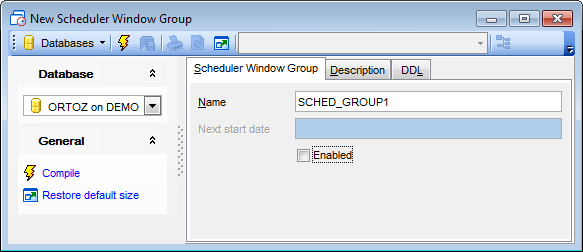 Scheduler Window Group Editor - Editing scheduler window group definition