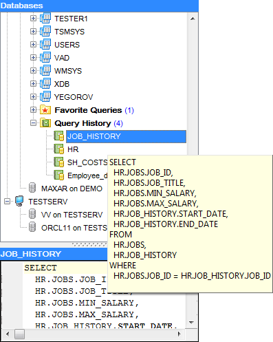 hs3140 - Viewing query history