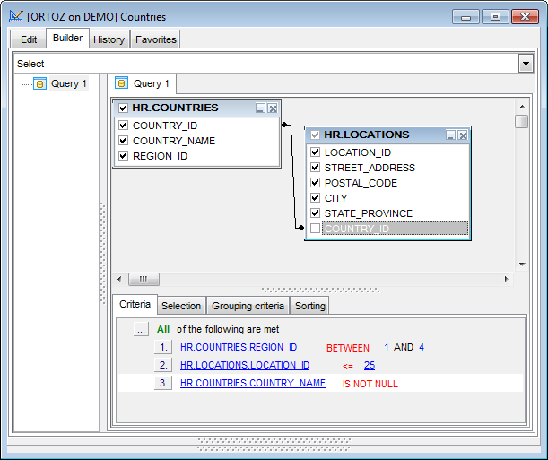 hs3321 - Working with Query Builder area