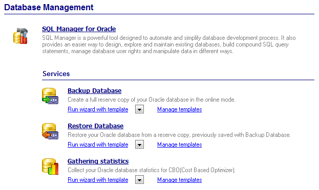 Database Management - Desktop Panel