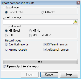 Step 3 - Exporting comparison results