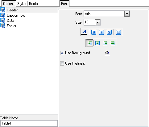 Format-specific options - MS Word 2007 and ODT - Options