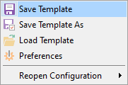 Using configuration files - Saving template