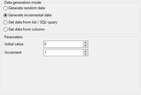 Bit field parameters - Mode - Incremental data