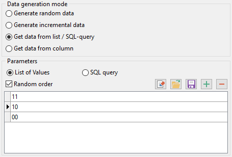 Bit field parameters - Mode - List or query