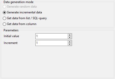 Integer field parameters - Mode - Incremental data