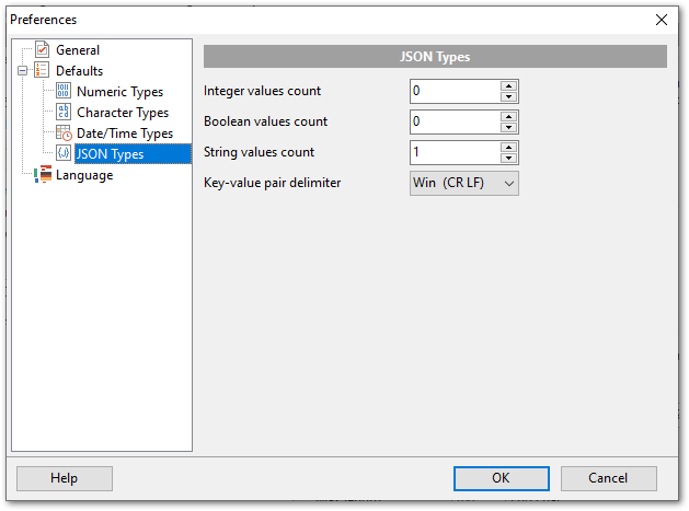 Preferences - Defaults - JSON