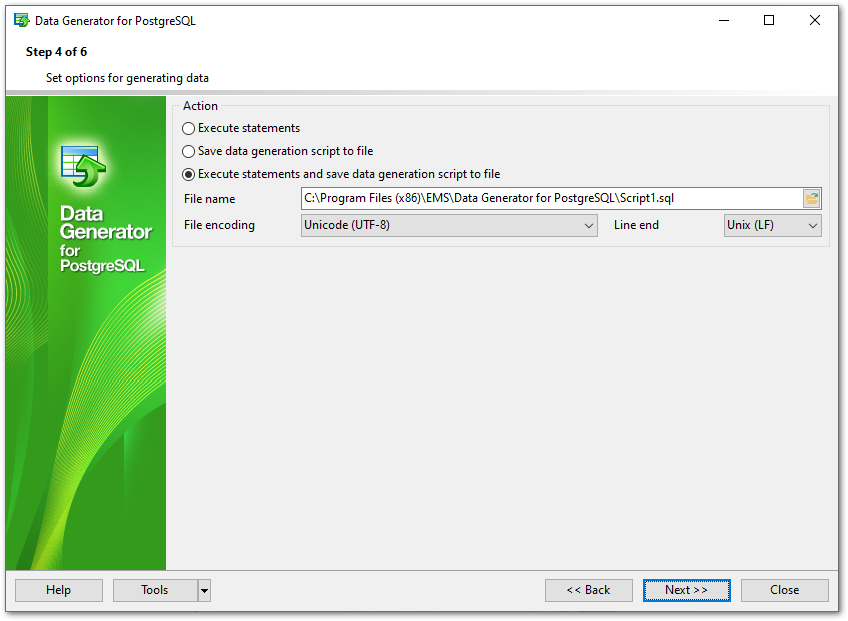 Step 4 - Setting generation options