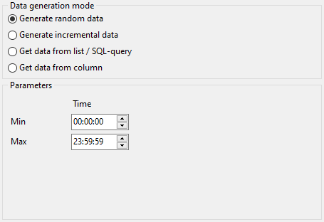 Time field parameters - Mode - Random data