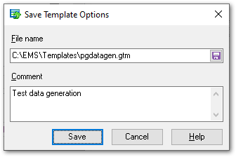 Using configuration files - Save Template options