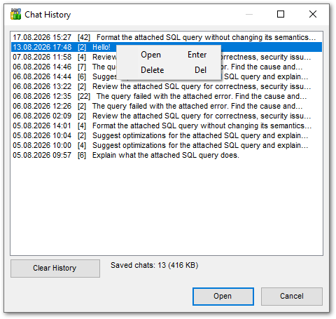AI Assistant - Chat history