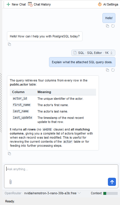 AI Assistant - Chat view