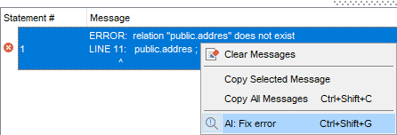AI Assistant - SQL Script - Fix error