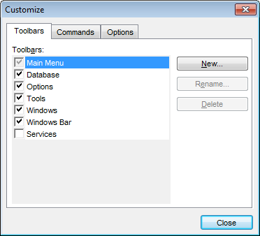Appendix - Customize - Toolbars