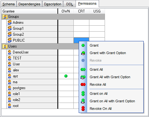 Appendix - Setting object permissions