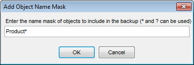 Backup Database - Selecting objects to be included - Mask