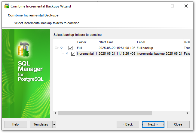 Combine Backup - Selecting backup files