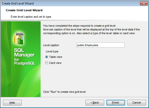 Create Grid Level - Setting additional parameters