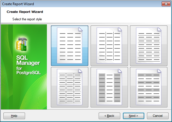 Create Report - Selecting report style