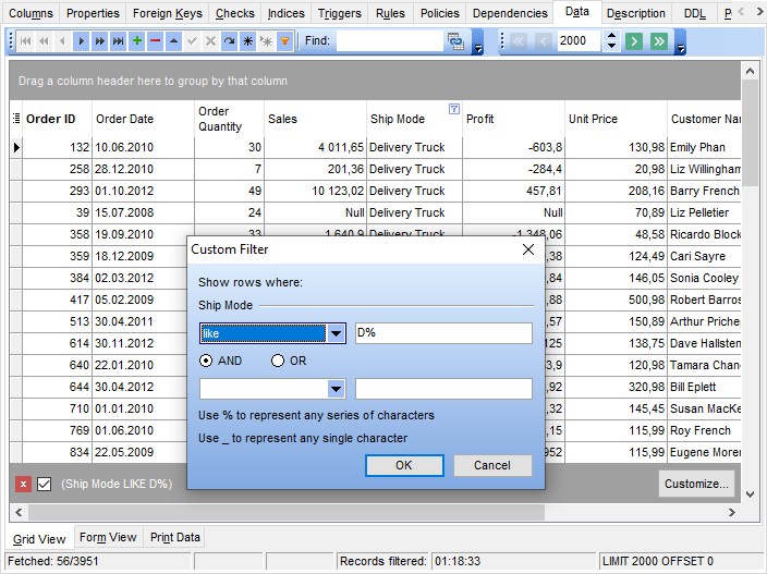 Data management - Custom Filter