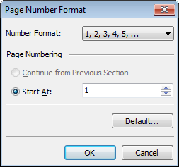 Data View - Print Data - Report options - Page Number Format