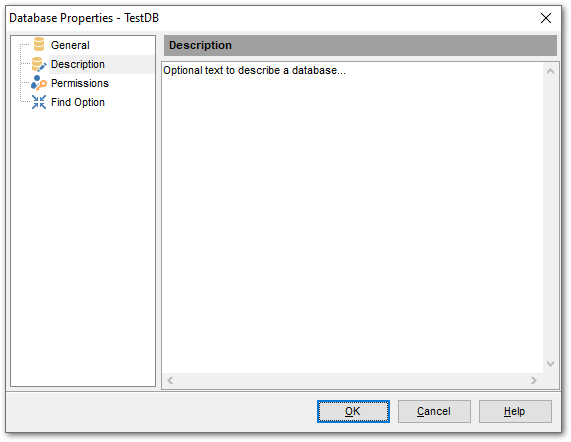 Database Properties - Description