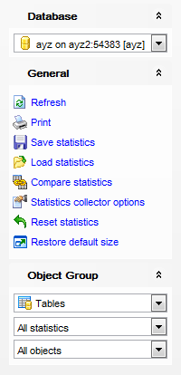 Database Statistics - Using Navigation bar